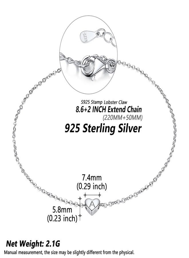 Silvora 925 Sterling Silver Initial Anklets for Women Dainty Heart Letter Anklet S925 Sterling Silver Anklet with Letter M - Image 5